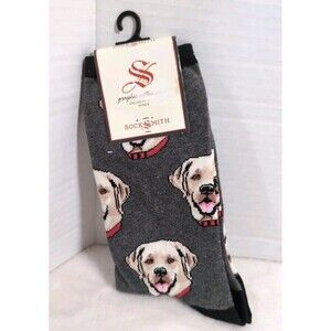 LABRADOR Charcoal Heather CREW SOCKS 5-10.5 shoe size DOG LOVERS SockSmith NEW
